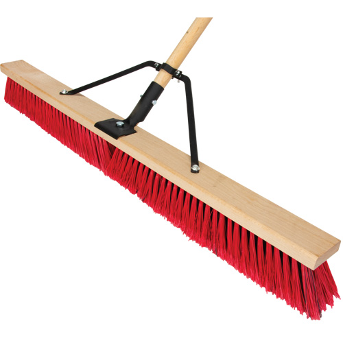 Push Broom with Braced Handle, 36", Medium, PVC Bristles Seaboard Timber Mart
