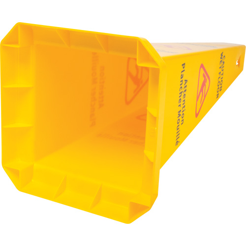 C&ocirc;ne d'avertissement de plancher mouill&eacute;, Bilingue avec pictogramme Seaboard Timber Mart