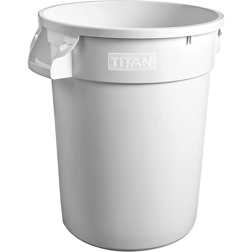 White Titan Heavy-Duty Garbage Container, Plastic, 32 US gal. Seaboard Timber Mart