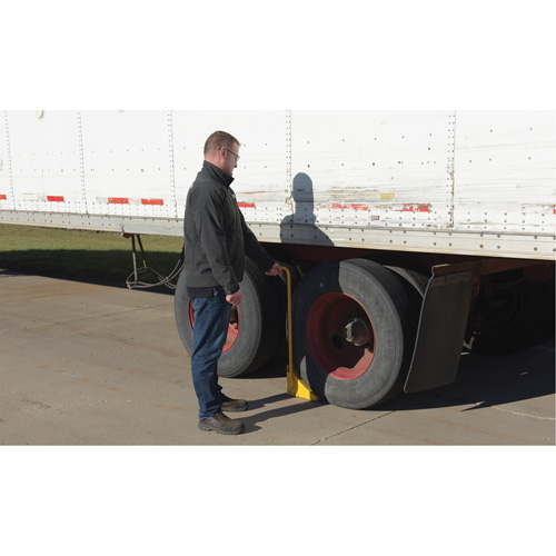 Ergo Handle Wheel Chock, Steel, Yellow, 8" W x 10-3/4" D x 9-1/8" H Seaboard Timber Mart