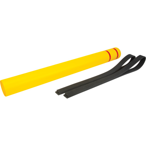 Polyethylene Bollard Cover, 4-1/2" Dia. x 52" L, Red/Yellow Seaboard Timber Mart