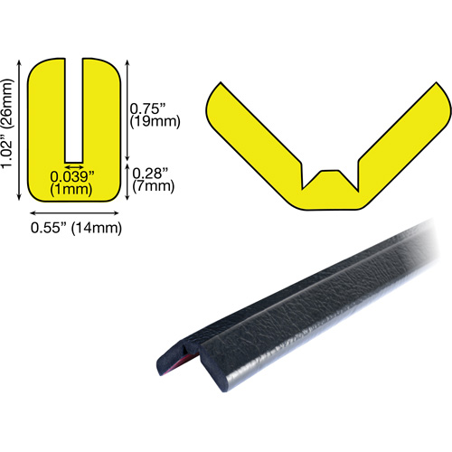 Butoir de protection de rebords mod&egrave;le W 1M, Longueur 3,25' (0,99 m) Seaboard Timber Mart