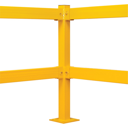Corner Post for Light-Duty Guard Rails, Steel, 42" H, Safety Yellow Seaboard Timber Mart