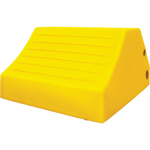 165 Ton Large Equipment Wheel Chock with Handle & Hole, Urethane, Yellow Seaboard Timber Mart