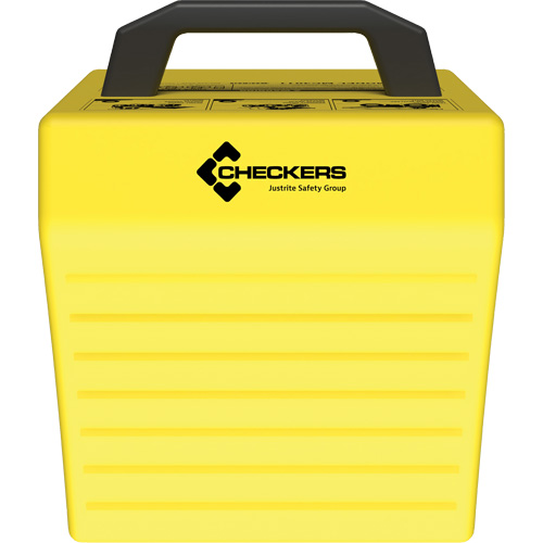 Cale de roue ultra-robuste pour l'exploitation mini&egrave;re Checkers Safety sans support, PEHD, Jaune, 14-1/2" la x 17-1/2" p x 16" h Seaboard Timber Mart