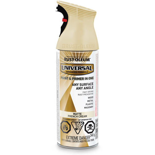 Universal&reg; Enamel Paint & Primer In One, French Cream White, Matte, Aerosol Can Seaboard Timber Mart