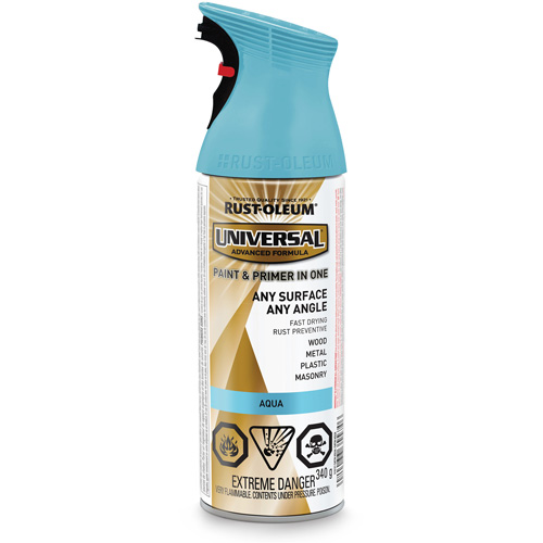 Universal&reg; Enamel Paint & Primer In One, Aqua Blue, Satin, Aerosol Can Seaboard Timber Mart