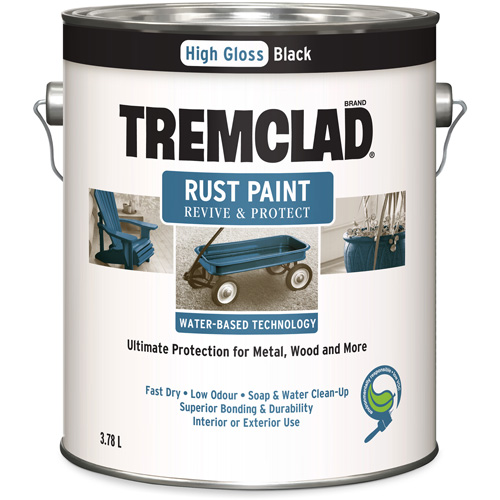 Peinture antirouille &agrave; base d'eau Tremclad, 3,78 L, Gallon, Noir Seaboard Timber Mart