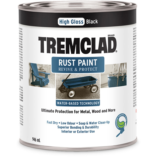 Peinture antirouille &agrave; base d'eau Tremclad, 946 ml, Canette, Noir Seaboard Timber Mart