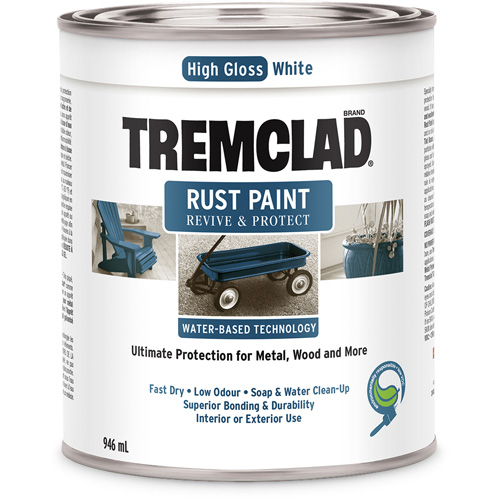 Peinture antirouille &agrave; base d'eau Tremclad, 946 ml, Canette, Blanc Seaboard Timber Mart