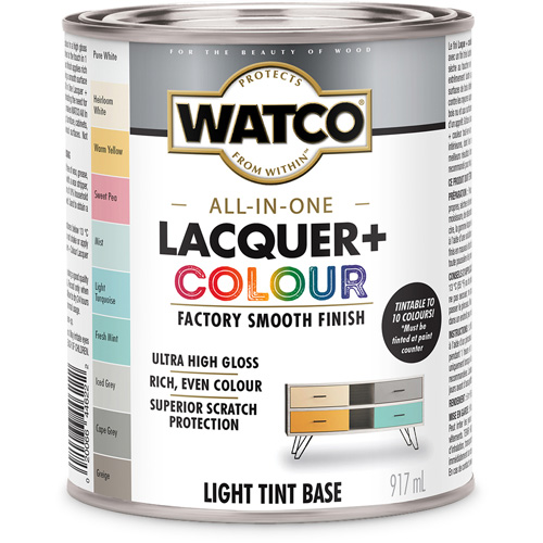 Watco&reg; All In One Lacquer + Colour Light Tint Base, 946 ml, Light Tint Base, High-Gloss Seaboard Timber Mart