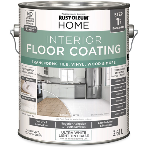 Home Interior Floor Coating System Base Coat, 3.61 L, Water-Based, Very Flat, Tint Base/White Seaboard Timber Mart