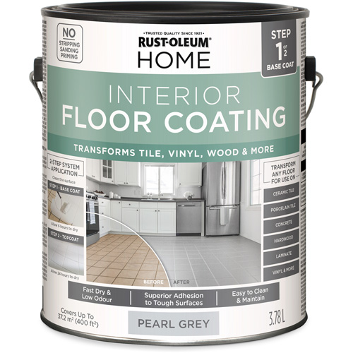 Home Interior Floor Coating System Base Coat, 3.78 L, Water-Based, Very Flat, Grey Seaboard Timber Mart