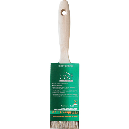 Pinceau pour murs et moulures One Coat, Soie blanche, Manche Bois, Largeur de 2" Seaboard Timber Mart