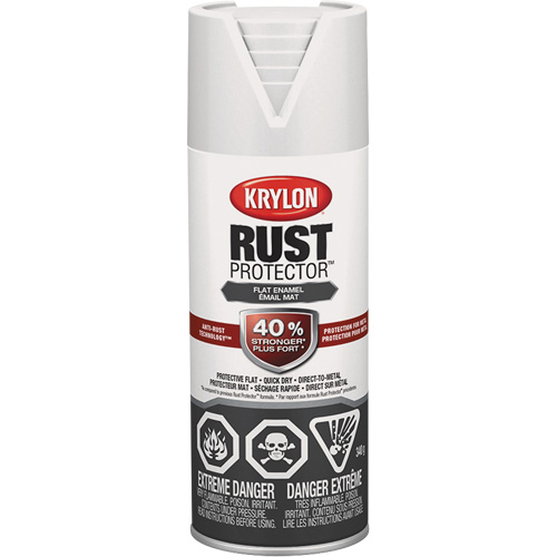 Peinture &agrave; &eacute;mail Rust Protector, Blanc, Tr&egrave;s mat, 12 oz, Canette a&eacute;rosol Seaboard Timber Mart