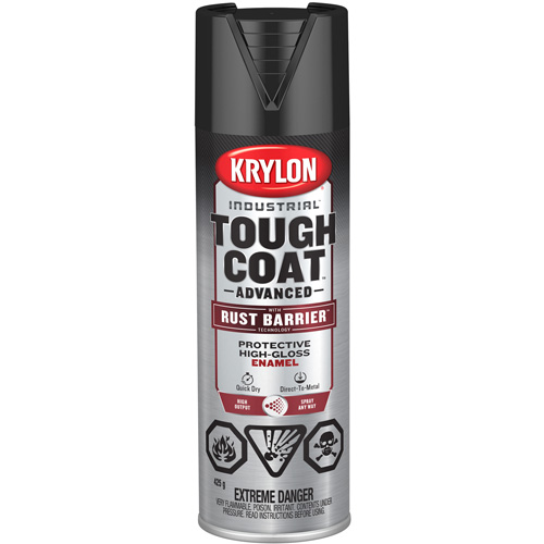 Peinture Tough Coat avec technologie Rust Barrier, Noir, Tr&egrave;s brillant, 425 g, Canette a&eacute;rosol Seaboard Timber Mart