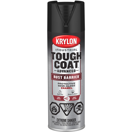Peinture Tough Coat avec technologie Rust Barrier, Noir, Semi-brillant, 425 g, Canette a&eacute;rosol Seaboard Timber Mart