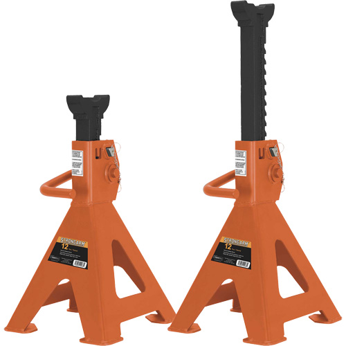 872B Jack Stands, Locking Handle/Ratchet, 12 Ton(s) Capacity, 19-1/4" - 28-1/3" H Seaboard Timber Mart