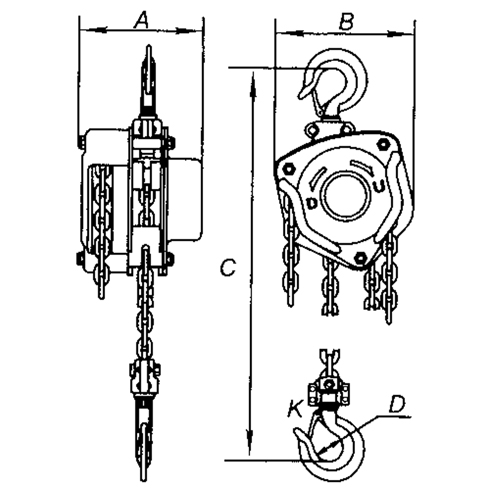Chain Hoist, 10' Lift, 1000 lbs. Capacity, Alloy Steel Chain Seaboard Timber Mart