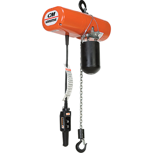 Lodestar Electric Chain Hoists, 15' Lift, 2000 lbs. (1 tons) Capacity, 8 FPM Seaboard Timber Mart