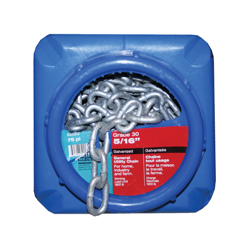 Hot-Dipped Galvanized Chains, Carbon Steel, 5/16" x 75' (22.9 m) L, Grade 30, 1900 lbs. (0.95 tons) Load Capacity Seaboard Timber Mart