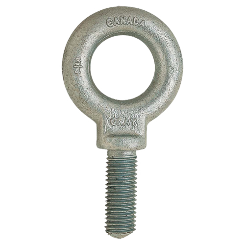 Eye Bolt, 1-3/16" Dia., 1" L, Galvanized, 650 lbs. (0.325 tons) Capacity Seaboard Timber Mart
