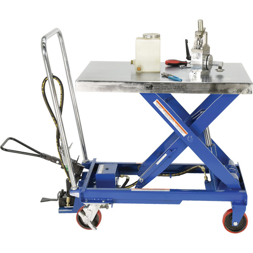 Pneumatic Hydraulic Scissor Lift Table, Steel, 32-1/2" L x 19-3/4" W, 1000 lbs. Cap. Seaboard Timber Mart