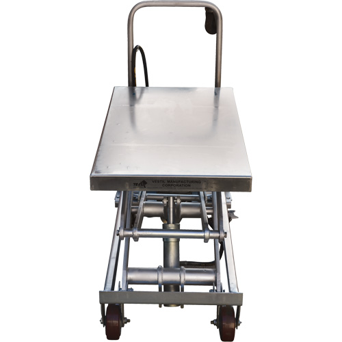 Pneumatic Hydraulic Scissor Lift Table, Stainless Steel, 35-1/2" L x 20" W, 800 lbs. Cap. Seaboard Timber Mart