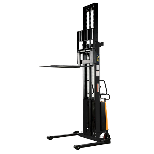 Fork Lift Stacker, Electric Operated, 2000 lbs. Capacity, 150" Max Lift Seaboard Timber Mart