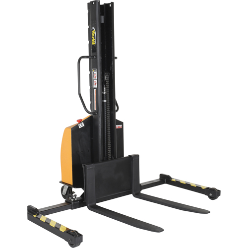 Narrow Mast Powered Lift Stacker, Electric Operated, 1500 lbs. Capacity, 63" Max Lift Seaboard Timber Mart