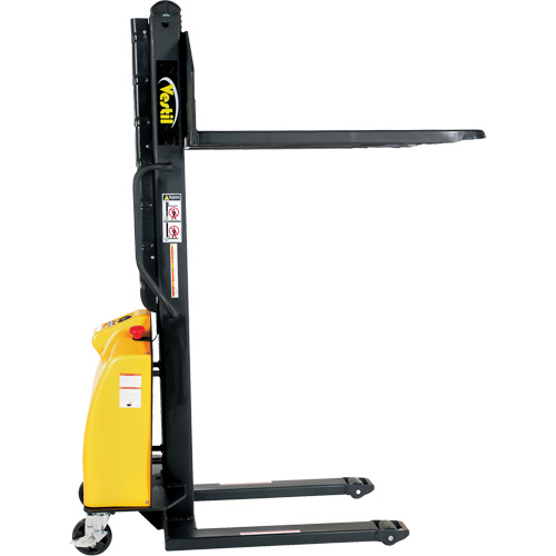 Narrow Mast Powered Lift Stacker, Electric Operated, 1500 lbs. Capacity, 63" Max Lift Seaboard Timber Mart