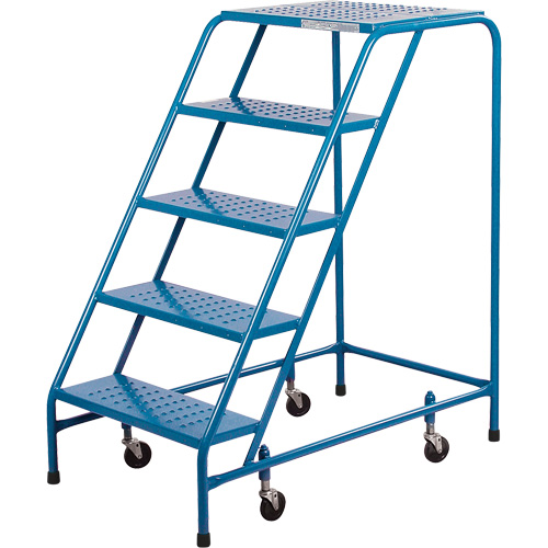 CSA-Certified Rolling Step Ladder, 5 Steps, 22" Step Width, 46" Platform Height, Steel Seaboard Timber Mart