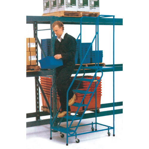 CSA-Certified Rolling Step Ladder, 6 Steps, 22" Step Width, 55" Platform Height, Steel Seaboard Timber Mart