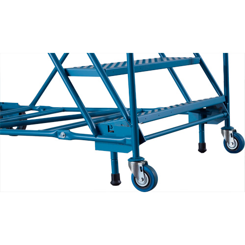CSA-Certified Rolling Step Ladder with Locking Step, 14 Steps, 30" Step Width, 128" Platform Height, Steel Seaboard Timber Mart