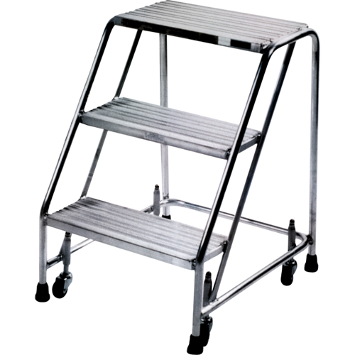 Rolling Ladders, 4 Steps, 18" Step Width, 38" Platform Height, Aluminum Seaboard Timber Mart