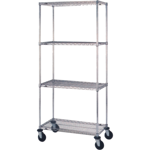 Wire Shelf Cart, Chrome Plated, 18" x 69" x 36", 800 lbs. Capacity Seaboard Timber Mart
