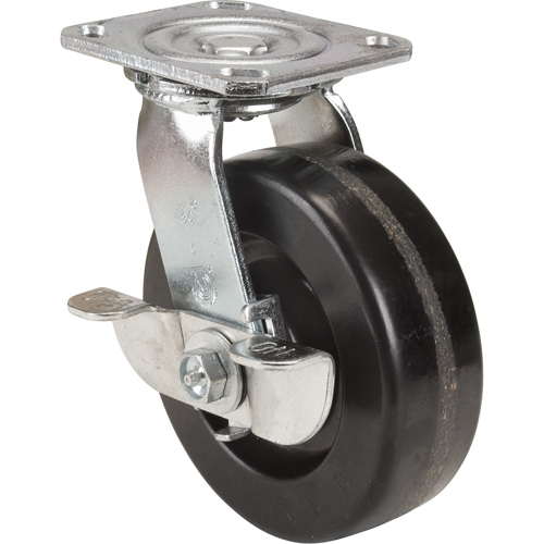 Caster, Swivel with Brake, 6" (152.4 mm), Phenolic, 900 lbs. (408 kg.) Seaboard Timber Mart
