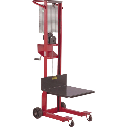 Platform Lift Stacker, Hand Winch Operated, 500 lbs Capacity, 54" Max Lift Seaboard Timber Mart