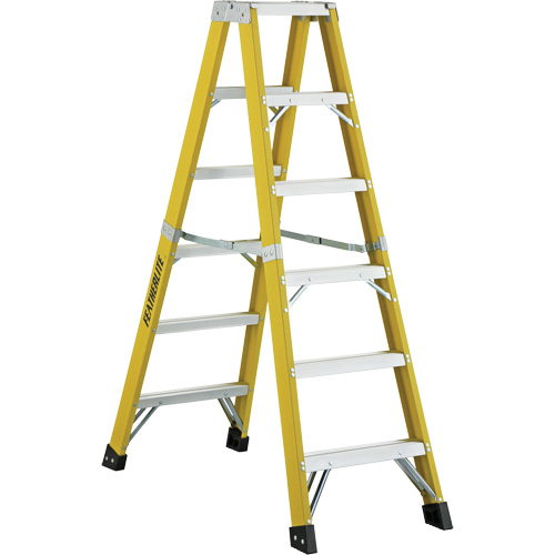 6600 Series Industrial Heavy-Duty 2-Way Stepladders, Fibreglass, 300 lbs. Capacity, 6' Seaboard Timber Mart