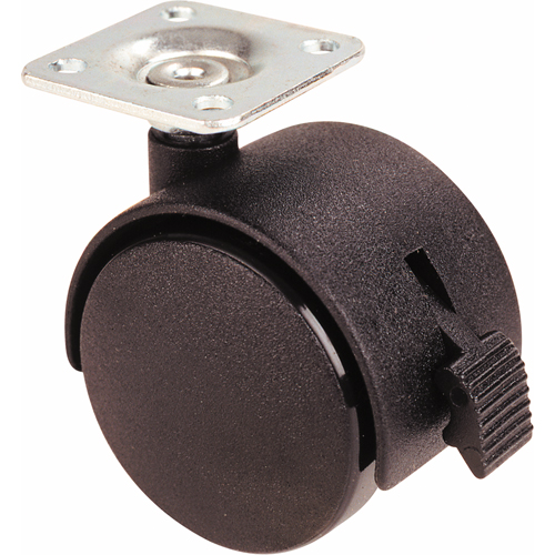 Twin Wheel Casters (300/400 Series), Swivel with Brake, 2" (51 mm), Plastic, 75 lbs. (34 kg.) Seaboard Timber Mart