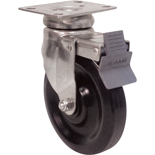 General Purpose Caster, Swivel with Brake, 4" (101.6 mm), Phenolic, 400 lbs. (181 kg.) Seaboard Timber Mart