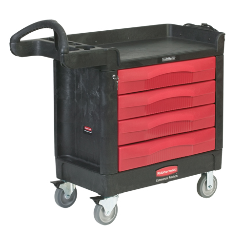 Trademaster Mobile Cabinets & Work Centres, 4 Drawers, 40-5/8" L x 18-7/8" W x 38-3/8" H, Black Seaboard Timber Mart