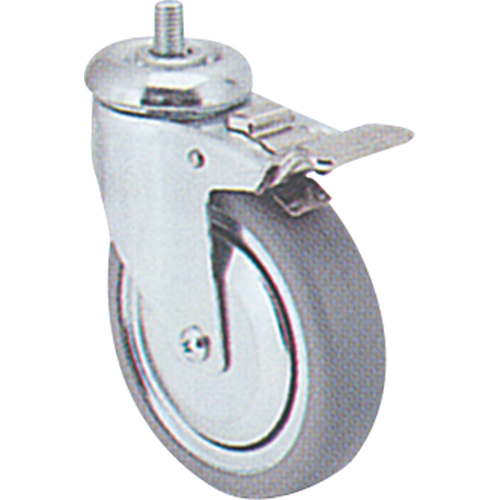 Zinc Plated Caster, Swivel with Brake, 4" (102 mm) Dia., 200 lbs. (91 kg.) Capacity Seaboard Timber Mart