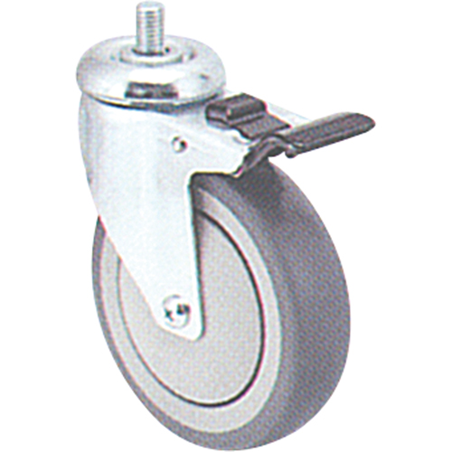 Zinc Plated Caster, Swivel with Brake, 4" (102 mm) Dia., 200 lbs. (91 kg.) Capacity Seaboard Timber Mart