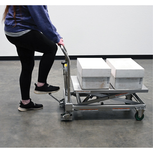 Table &eacute;l&eacute;vatrice hydraulique &agrave; ciseaux, 31-1/2" lo x 19-1/2" la, Acier inoxydable, Capacit&eacute; 550 lb Seaboard Timber Mart