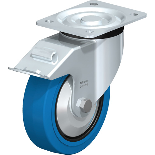 Blue Caster, Swivel with Brake, 6" (152.4 mm), Rubber, 770 lbs. (349 kg.) Seaboard Timber Mart