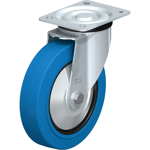 Blue Elastic Caster, Swivel, 8" (203.2 mm), Rubber, 770 lbs. (349 kg.) Seaboard Timber Mart