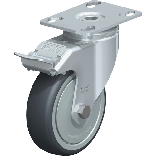 Caster, Swivel with Brake, 4" (101.6 mm), Thermoplastic Rubber, 200 lbs. (91 kg.) Seaboard Timber Mart