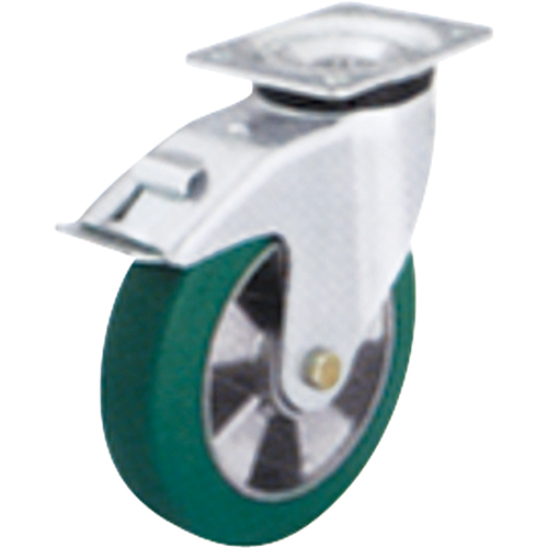Softhane&reg; Medium Duty Casters, Swivel with Brake, 5" (127 mm), Polyurethane, 550 lbs. (249.5 kg.) Seaboard Timber Mart