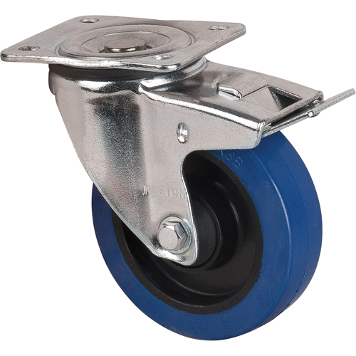 Blue Caster, Swivel with Brake, 5" (127 mm), Rubber, 400 lbs. (181 kg.) Seaboard Timber Mart